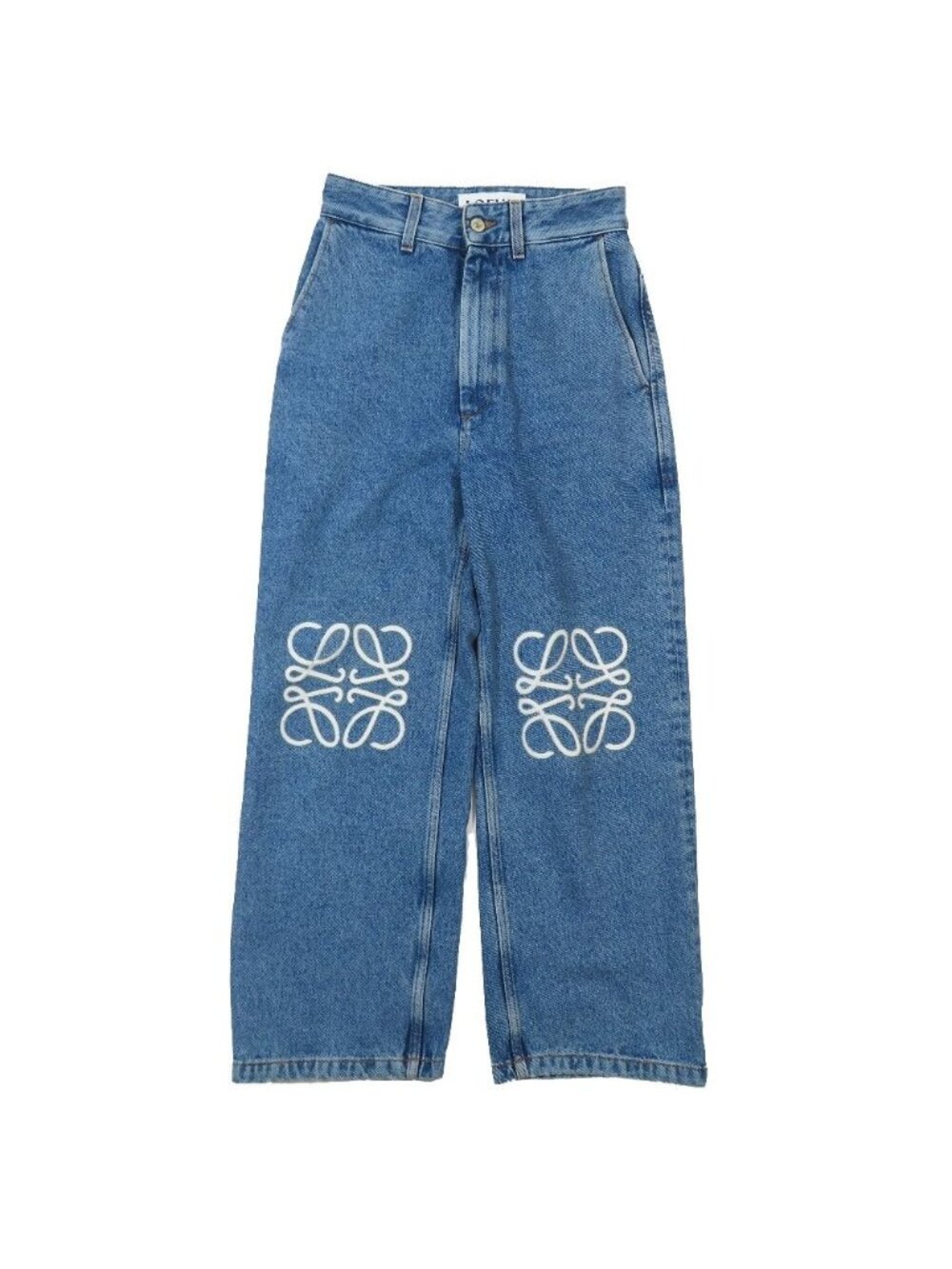 Loewe Anagram Logo Baggy Jeans Denim Pants Patch Zip Fly Indigo 34
